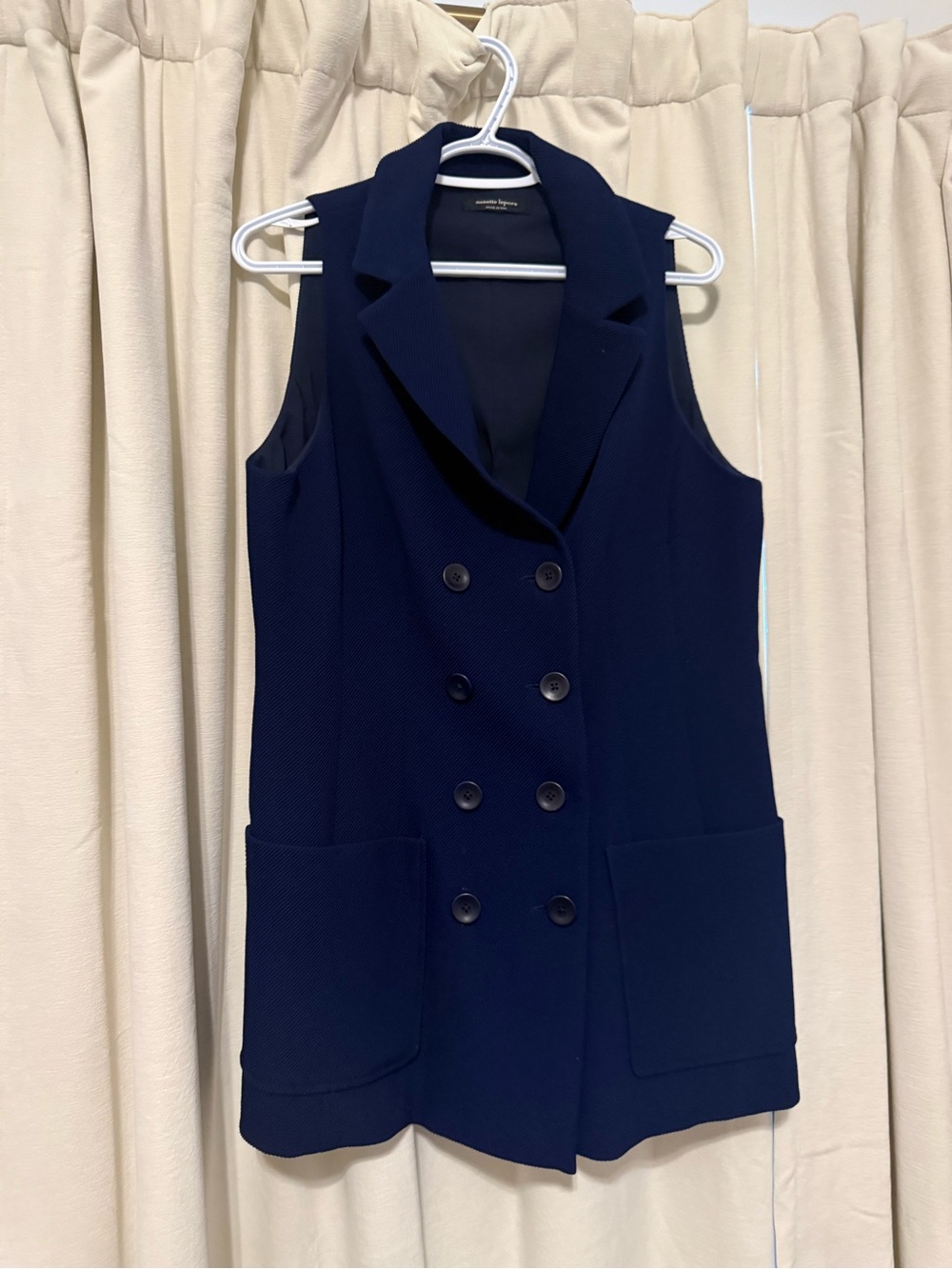 Nanette Lepore Navy Double-Breasted Sleeveless Vest